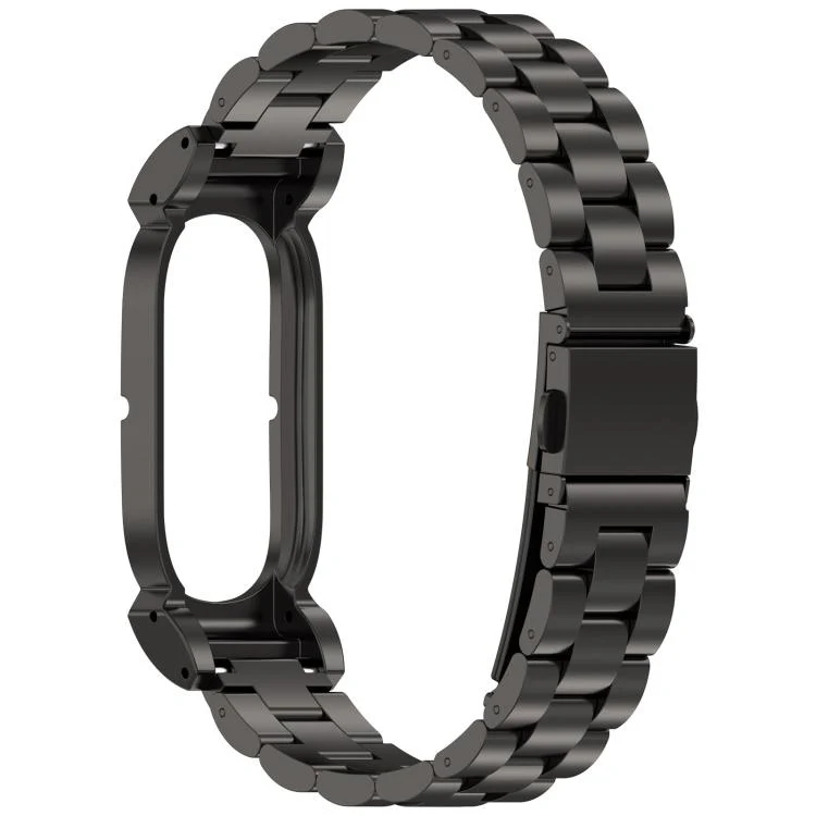 For Google Fitbit Air Metal Case Three Beads Folding Buckle Stainless Steel Watch Band(Black) - Image 3