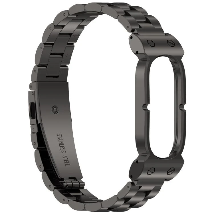 For Google Fitbit Air Metal Case Three Beads Folding Buckle Stainless Steel Watch Band(Black) - Image 4