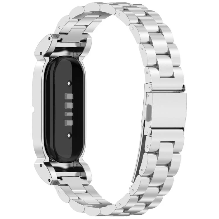 For Google Fitbit Air Metal Case Three Beads Folding Buckle Stainless Steel Watch Band(Silver) - Image 2