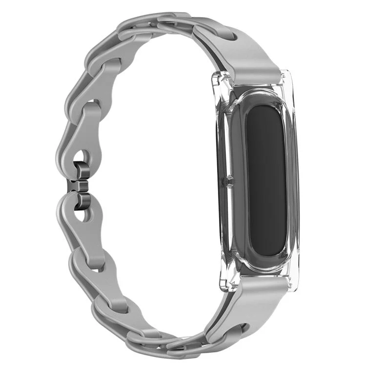 For Google Fitbit Air Transparent PC Case Hybrid Stylish Hollow Silicone Bracelet Watch Band(Gray) - Image 2