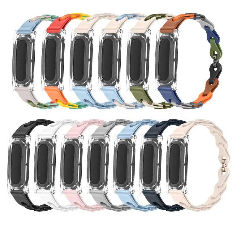 For Google Fitbit Air Transparent PC Case Hybrid Stylish Hollow Silicone Bracelet Watch Band(Light Blue) - Image 4