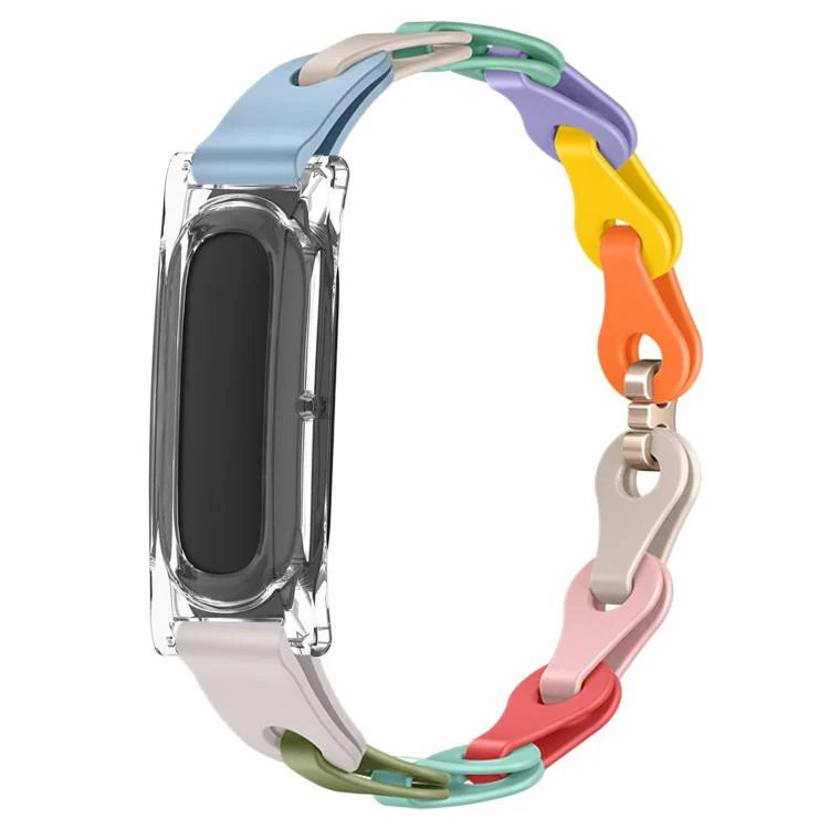 For Google Fitbit Air Transparent PC Case Hybrid Stylish Hollow Silicone Bracelet Watch Band(Macaron Colors)