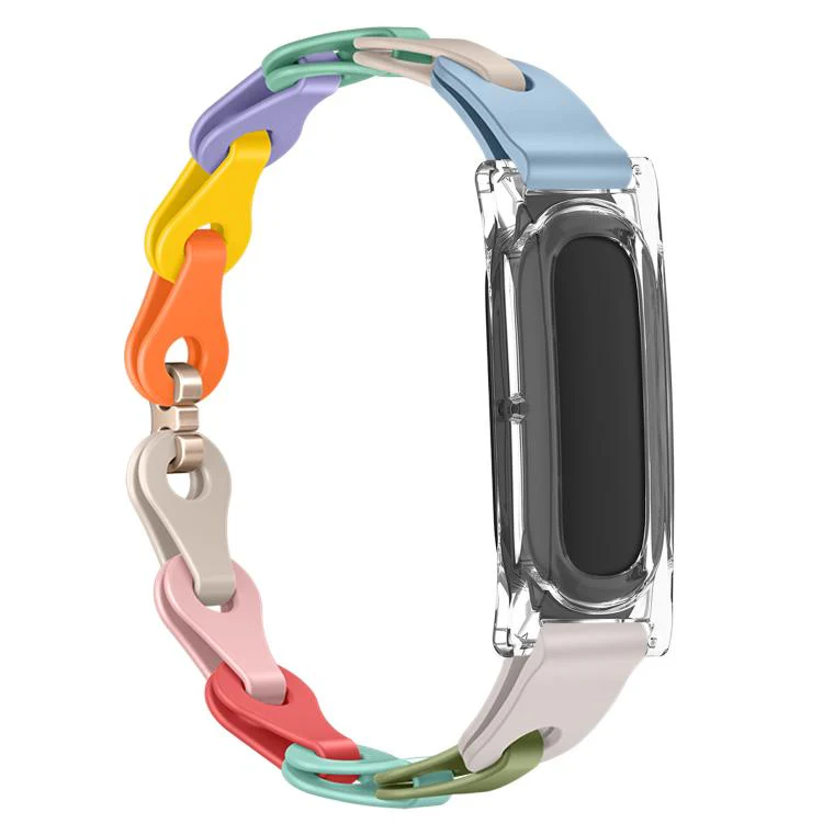 For Google Fitbit Air Transparent PC Case Hybrid Stylish Hollow Silicone Bracelet Watch Band(Macaron Colors) - Image 2
