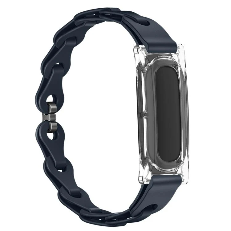 For Google Fitbit Air Transparent PC Case Hybrid Stylish Hollow Silicone Bracelet Watch Band(Midnight Blue) - Image 2