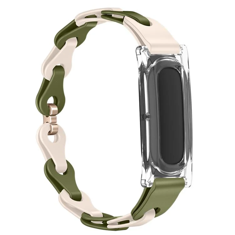 For Google Fitbit Air Transparent PC Case Hybrid Stylish Hollow Silicone Bracelet Watch Band(Olive Green Starlight Accents) - Image 2