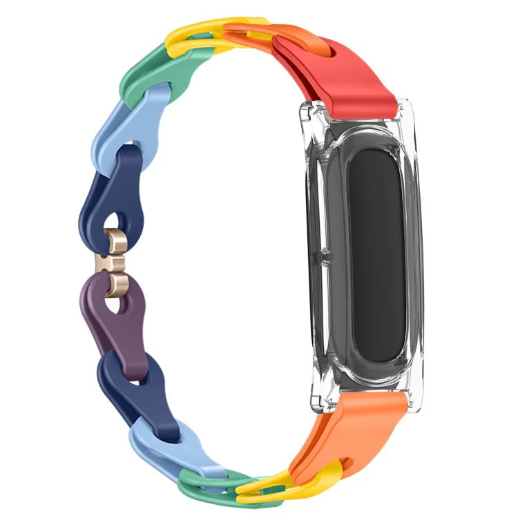 For Google Fitbit Air Transparent PC Case Hybrid Stylish Hollow Silicone Bracelet Watch Band(Rainbow) - Image 2