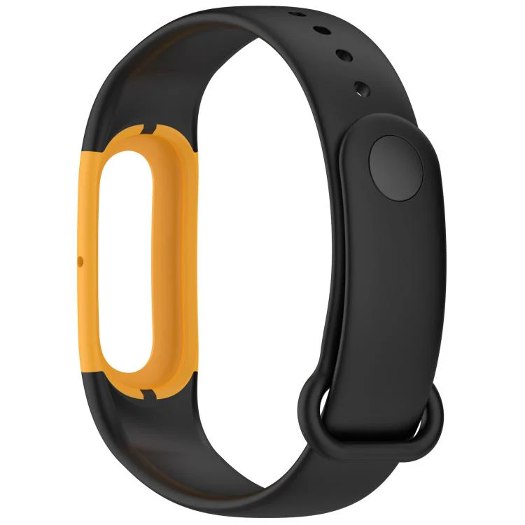 For Google Fitbit Air Watch Frame Integrated Reverse Buckle Silicone Watch Band(Black Yellow) - Image 3