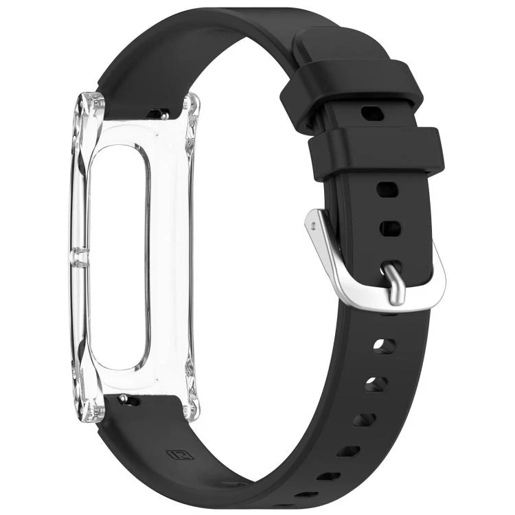 For Google Fitbit Air xDfind Spring Bar Style Clear Watch Case and Silicone Watch Band(Black) - Image 4