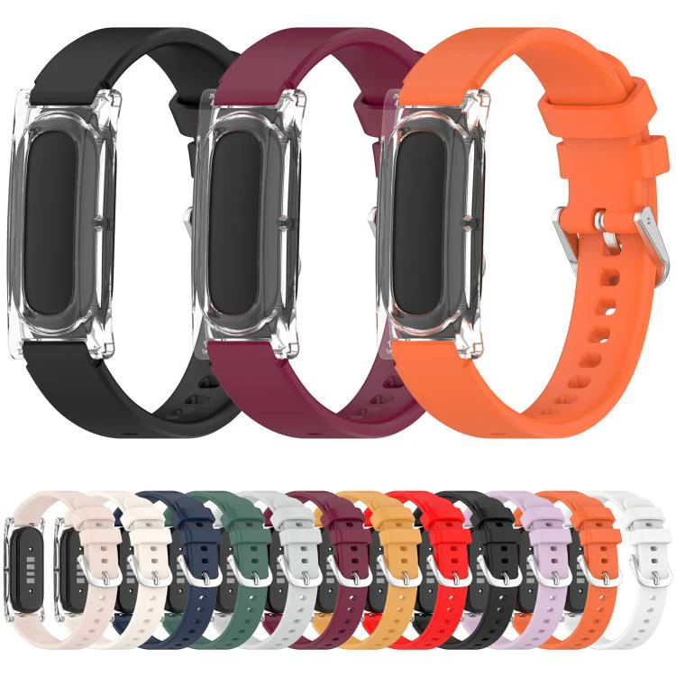 For Google Fitbit Air xDfind Spring Bar Style Clear Watch Case and Silicone Watch Band(Black) - Image 5