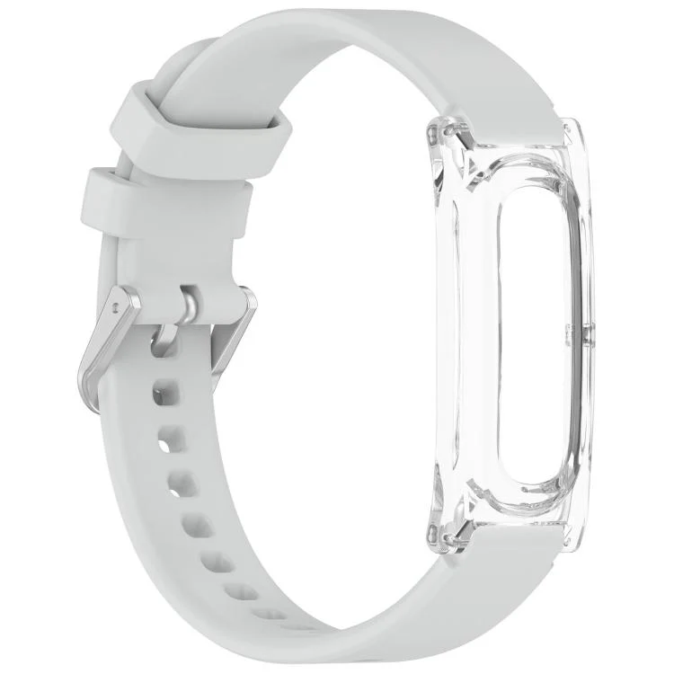 For Google Fitbit Air xDfind Spring Bar Style Clear Watch Case and Silicone Watch Band(Light Grey) - Image 3
