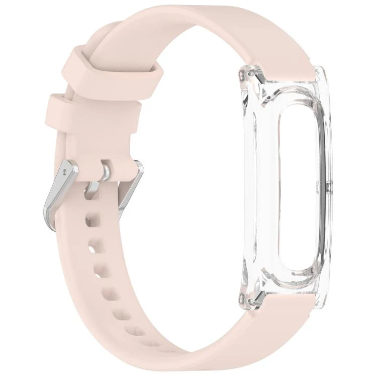 For Google Fitbit Air xDfind Spring Bar Style Clear Watch Case and Silicone Watch Band(Pink) - Image 3