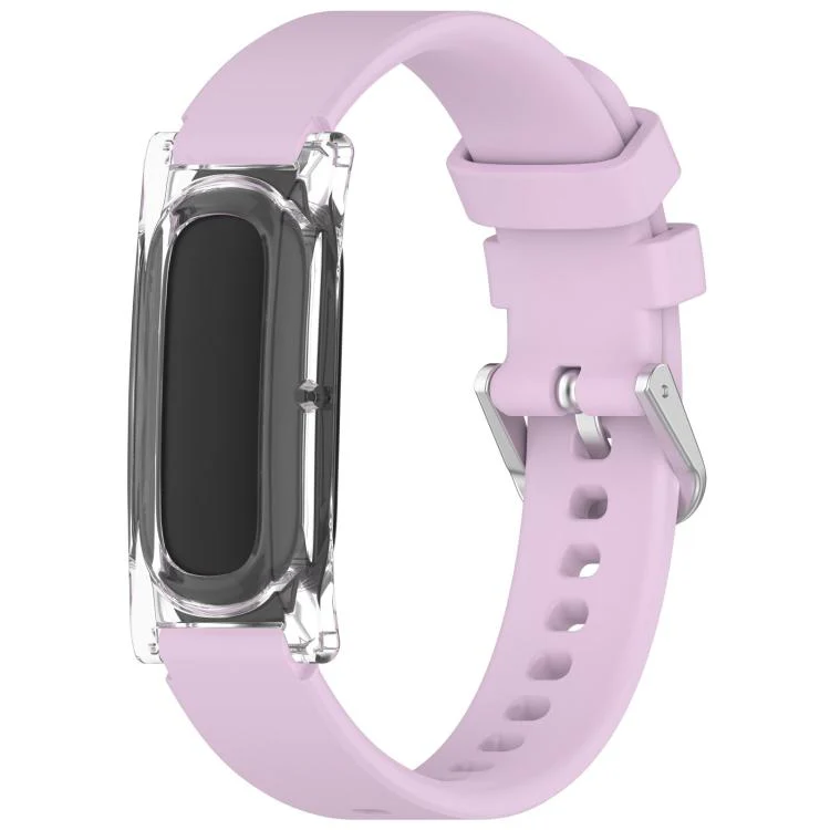 For Google Fitbit Air xDfind Spring Bar Style Clear Watch Case and Silicone Watch Band(Purple)