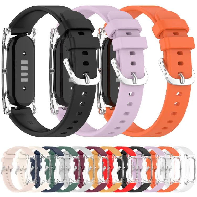 For Google Fitbit Air xDfind Spring Bar Style Clear Watch Case and Silicone Watch Band(Purple) - Image 6