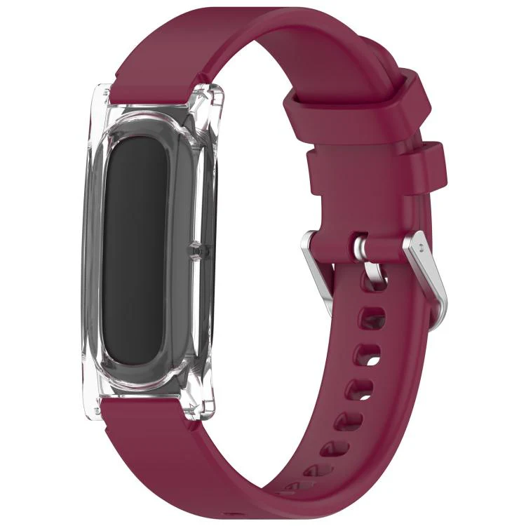 For Google Fitbit Air xDfind Spring Bar Style Clear Watch Case and Silicone Watch Band(Wine Red)