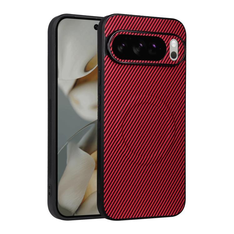 For Google Pixel 10 Pro XL Precise Cutout Carbon Fiber Texture Vegan Leather Phone Case(Red)