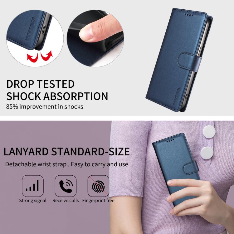 For Google Pixel 10a BETOPNICE Pearlescent RFID Vegan Leather Phone Case with Strap(Blue) - Image 9