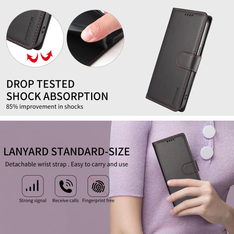 For Google Pixel 11 / 11 Pro / 10 / 10 Pro BETOPNICE Pearlescent RFID Vegan Leather Phone Case with Strap(Black) - Image 9