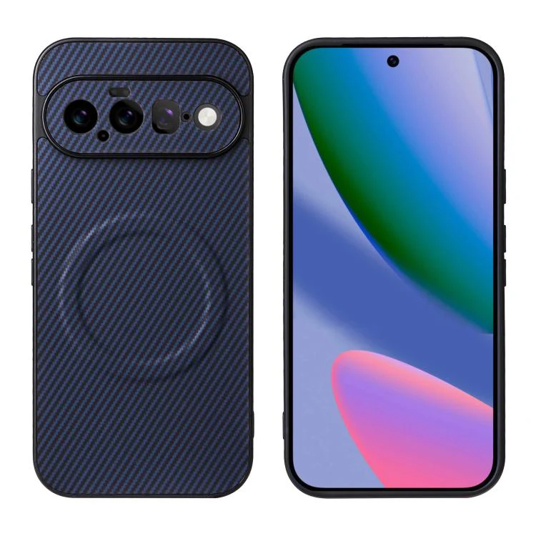 For Google Pixel 11 Precise Cutout Carbon Fiber Texture Vegan Leather Phone Case(Blue) - Image 2