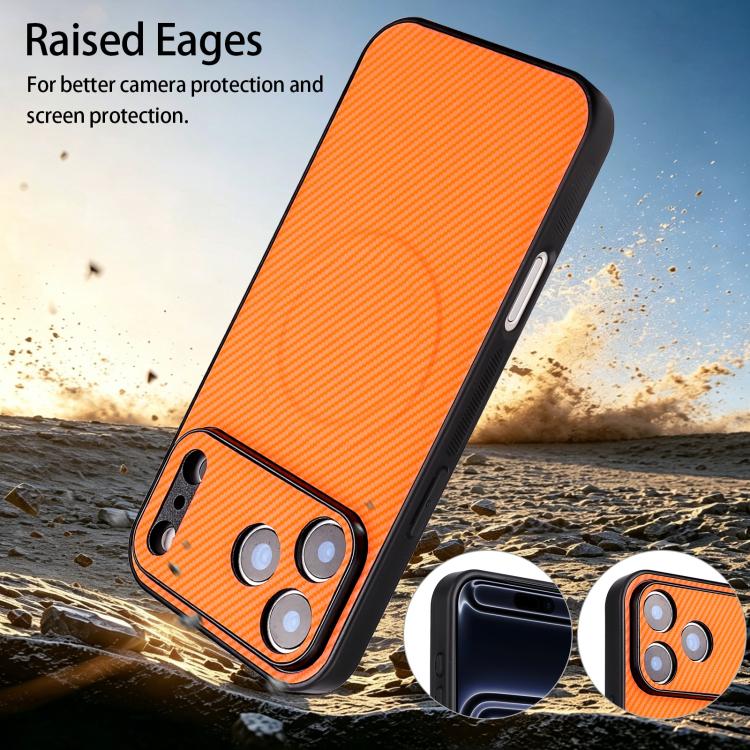 For Google Pixel 11 Precise Cutout Carbon Fiber Texture Vegan Leather Phone Case(Orange) - Image 4