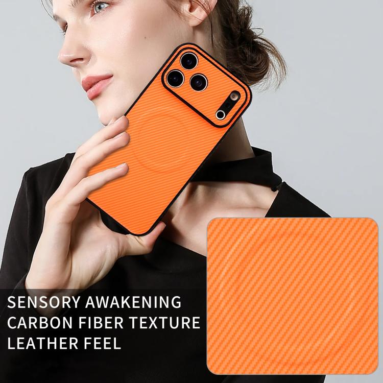 For Google Pixel 11 Precise Cutout Carbon Fiber Texture Vegan Leather Phone Case(Orange) - Image 7