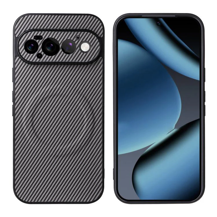 For Google Pixel 11 Pro Precise Cutout Carbon Fiber Texture Vegan Leather Phone Case(Grey) - Image 2