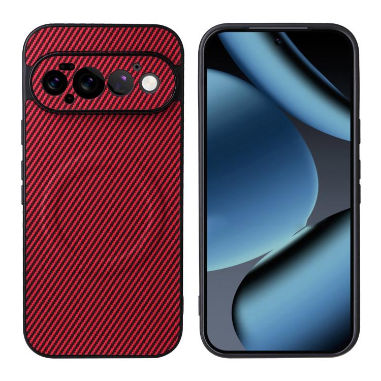 For Google Pixel 11 Pro Precise Cutout Carbon Fiber Texture Vegan Leather Phone Case(Red) - Image 2