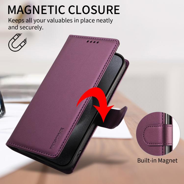 For Google Pixel 11 Pro XL / 10 Pro XL BETOPNICE Pearlescent RFID Vegan Leather Phone Case with Strap(Purple) - Image 4
