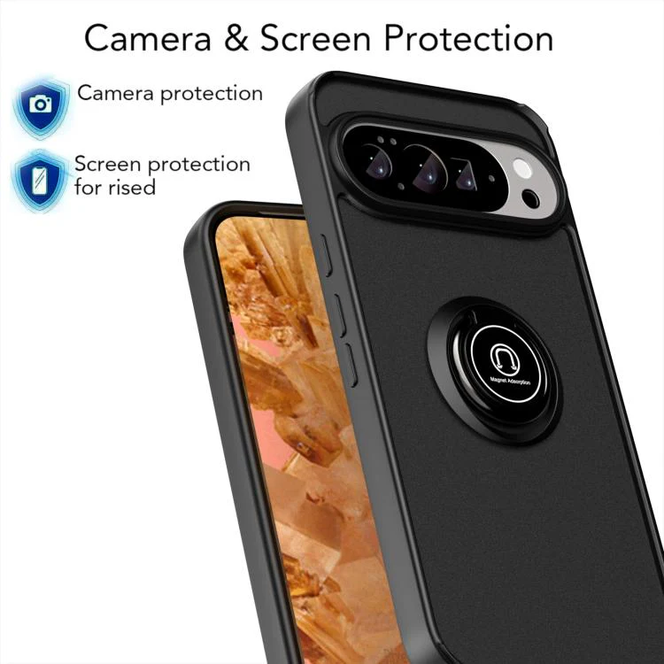 For Google Pixel 11 Pro XL Q Shadow 1 Series TPU + PC Phone Case with Ring(Black) - Image 3