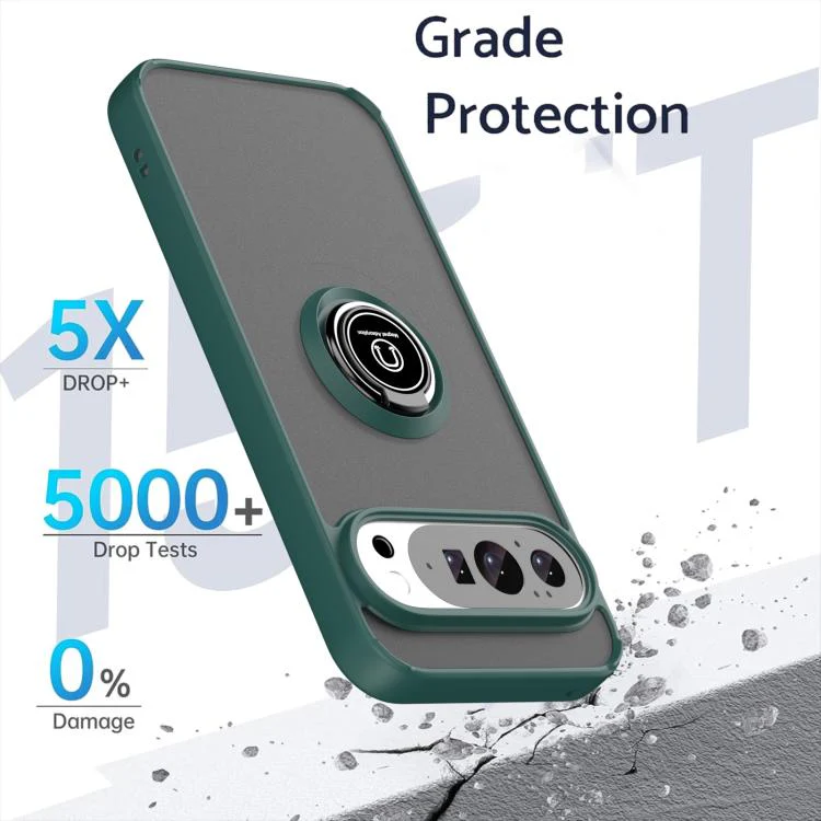 For Google Pixel 11 Pro XL Q Shadow 1 Series TPU + PC Phone Case with Ring(Dark Green) - Image 2