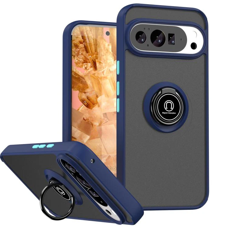 For Google Pixel 11 Pro XL Q Shadow 1 Series TPU + PC Phone Case with Ring(Royal Blue)