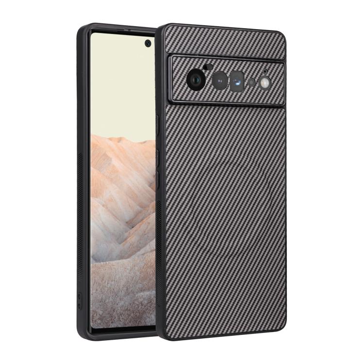 For Google Pixel 6 Pro Precise Cutout Carbon Fiber Texture Vegan Leather Phone Case(Grey)