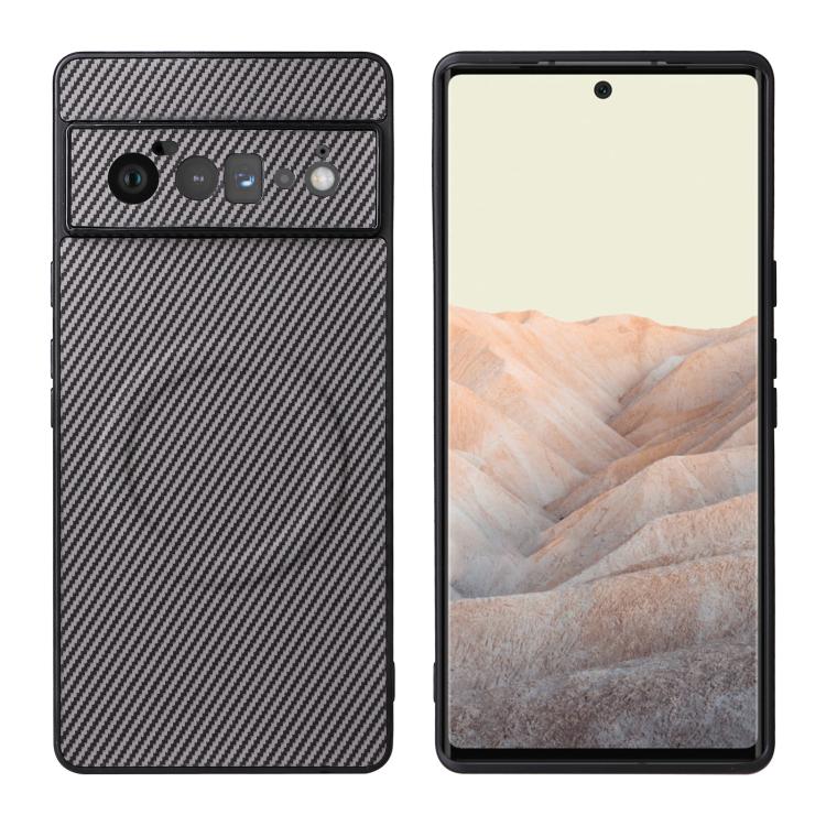 For Google Pixel 6 Pro Precise Cutout Carbon Fiber Texture Vegan Leather Phone Case(Grey) - Image 2