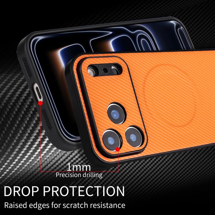 For Google Pixel 7 Pro Precise Cutout Carbon Fiber Texture Vegan Leather Phone Case(Orange) - Image 6