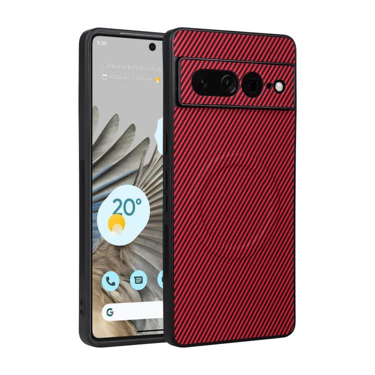 For Google Pixel 7 Pro Precise Cutout Carbon Fiber Texture Vegan Leather Phone Case(Red)