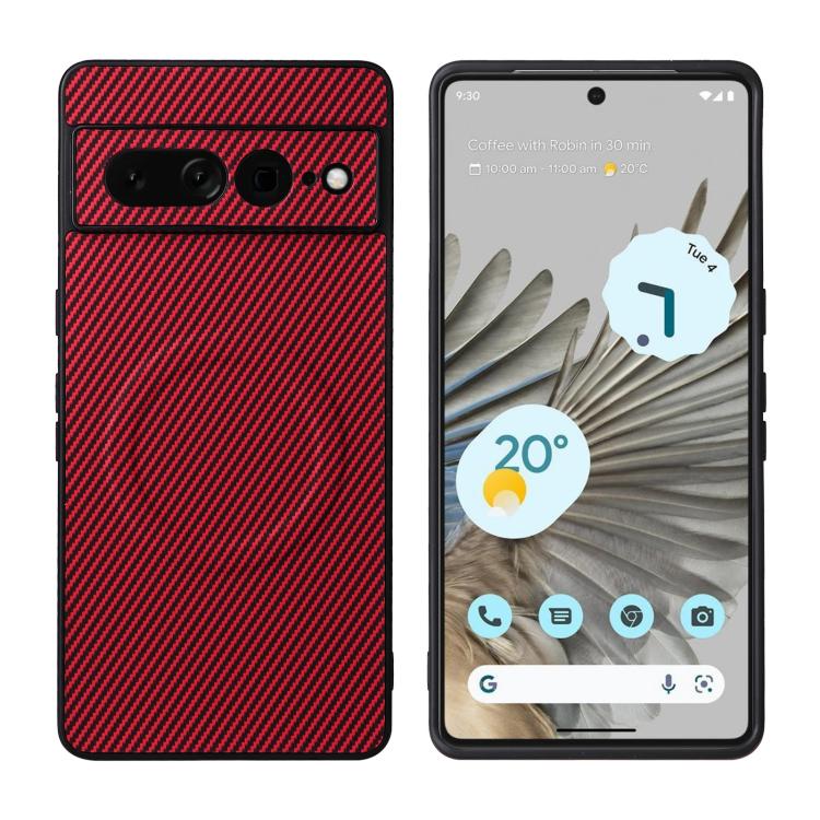 For Google Pixel 7 Pro Precise Cutout Carbon Fiber Texture Vegan Leather Phone Case(Red) - Image 2