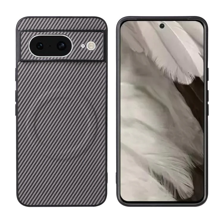 For Google Pixel 8 Precise Cutout Carbon Fiber Texture Vegan Leather Phone Case(Grey) - Image 2