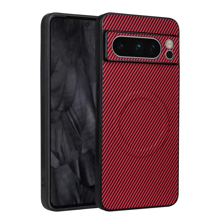 For Google Pixel 8 Pro Precise Cutout Carbon Fiber Texture Vegan Leather Phone Case(Red)