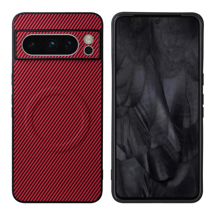 For Google Pixel 8 Pro Precise Cutout Carbon Fiber Texture Vegan Leather Phone Case(Red) - Image 2