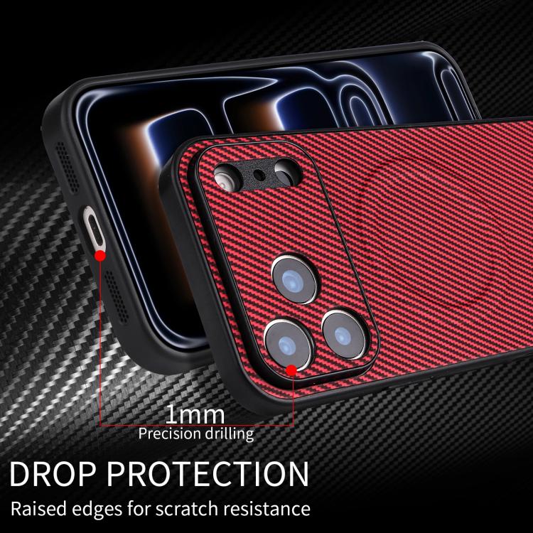 For Google Pixel 8 Pro Precise Cutout Carbon Fiber Texture Vegan Leather Phone Case(Red) - Image 6