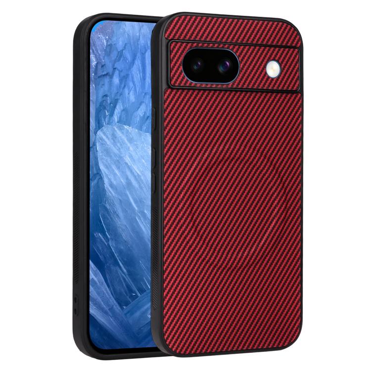 For Google Pixel 8a Precise Cutout Carbon Fiber Texture Vegan Leather Phone Case(Red)