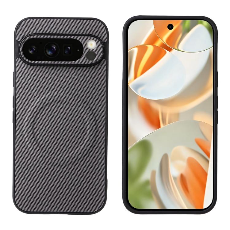 For Google Pixel 9 Pro Precise Cutout Carbon Fiber Texture Vegan Leather Phone Case(Grey) - Image 2