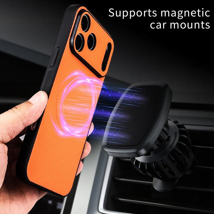 For Google Pixel 9 Pro Precise Cutout Carbon Fiber Texture Vegan Leather Phone Case(Orange) - Image 5