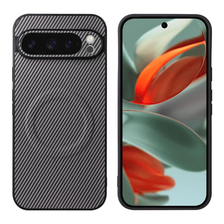 For Google Pixel 9 Pro XL Precise Cutout Carbon Fiber Texture Vegan Leather Phone Case(Grey) - Image 2