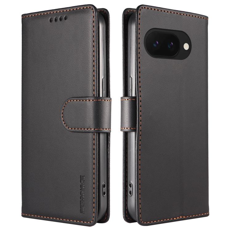For Google Pixel 9a BETOPNICE Pearlescent RFID Vegan Leather Phone Case with Strap(Black) - Image 2