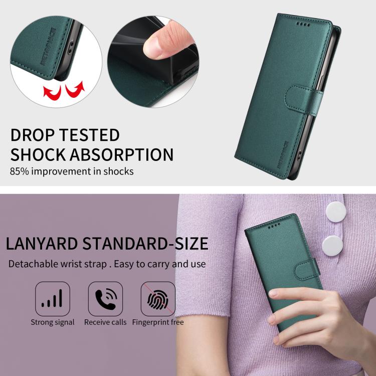 For Google Pixel 9a BETOPNICE Pearlescent RFID Vegan Leather Phone Case with Strap(Green) - Image 9