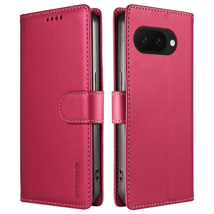 For Google Pixel 9a BETOPNICE Pearlescent RFID Vegan Leather Phone Case with Strap(Red) - Image 2