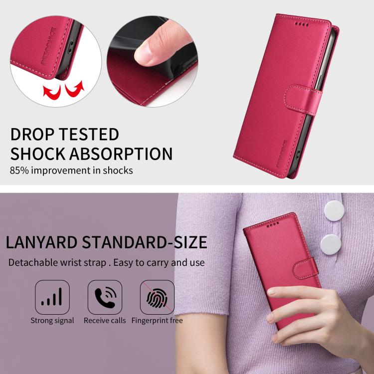For Google Pixel 9a BETOPNICE Pearlescent RFID Vegan Leather Phone Case with Strap(Red) - Image 9