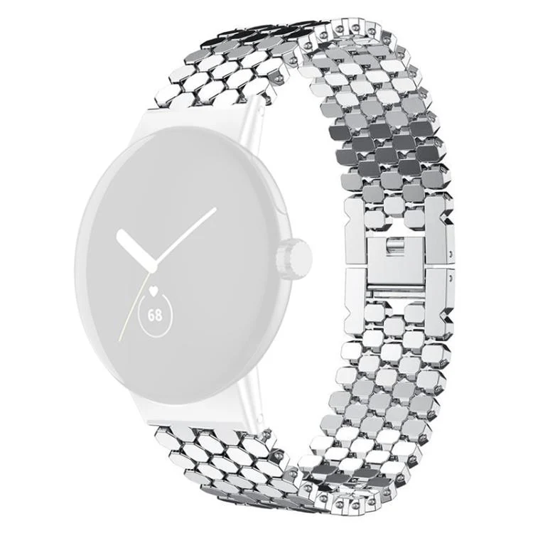 For Google Pixel Watch 4 / 3 / 2 / 1 41mm xDfind Fish Scale Texture Metal Watch Band(Silver) - Image 2