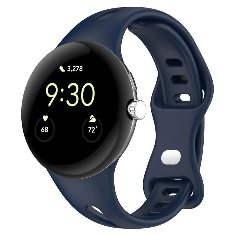 For Google Pixel Watch 4 / 3 / 2 / 1 41mm xDfind Small Waist Butterfly Buckle Silicone Watch Band(Midnight Blue)