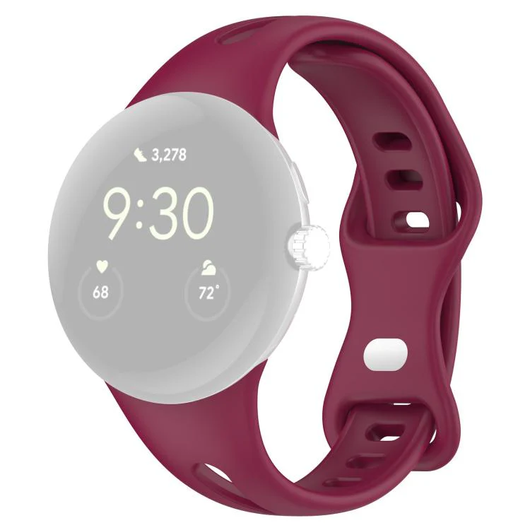 For Google Pixel Watch 4 / 3 / 2 / 1 41mm xDfind Small Waist Butterfly Buckle Silicone Watch Band(Wine Red) - Image 2
